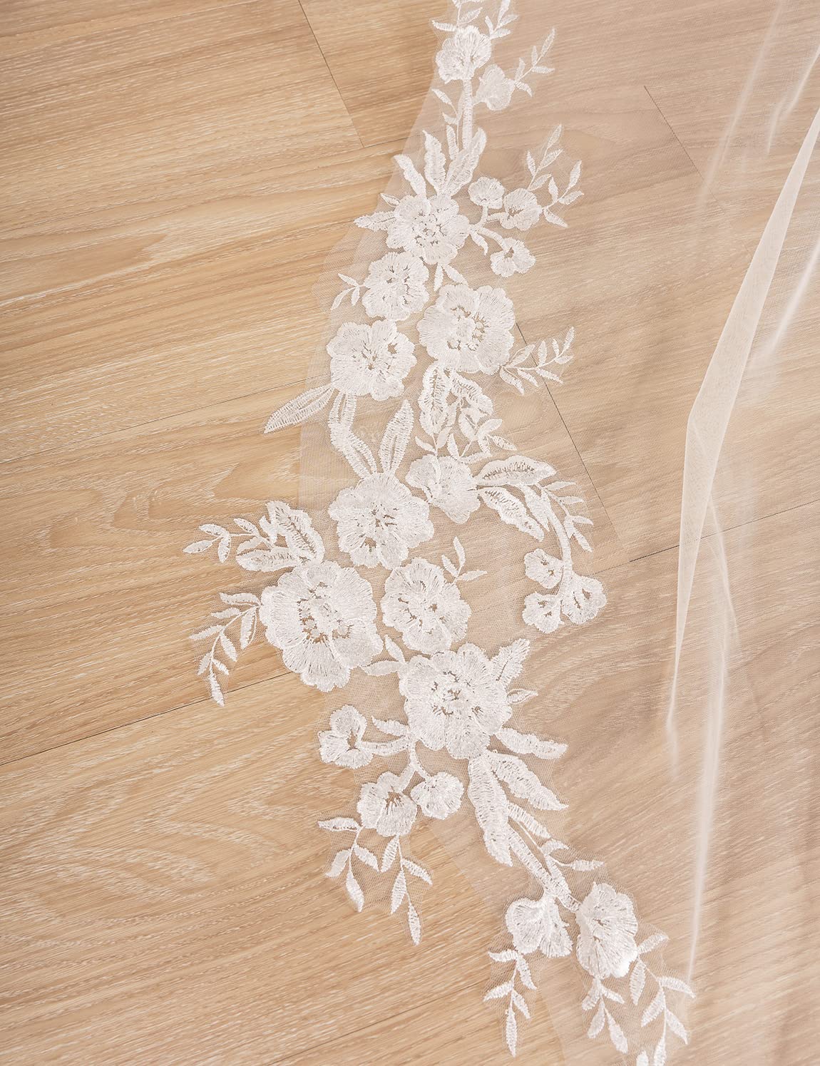 EllieWely Velo da sposa in pizzo a 1 piano, lunghezza cattedrale, F13, Avorio, 3M*3M (118 inch)