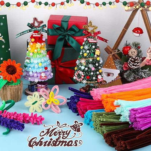 Miniatura 6 de Iuuidu 200 limpiapipas amarillas, tallo de chenilla, palos peludos, suministros de manualidades para proyectos de manualidades