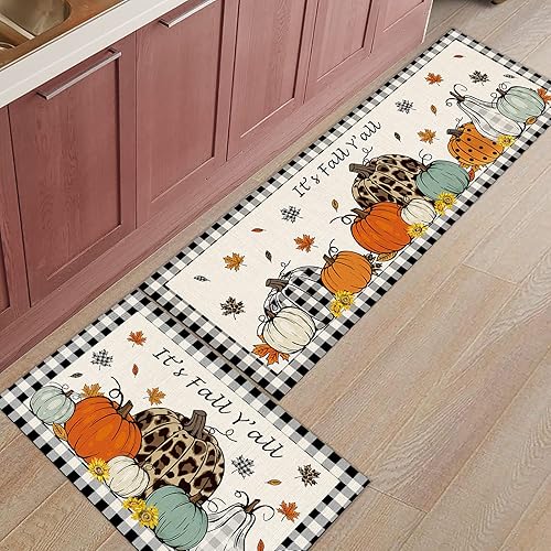 Miniatura 7 de Give Thanks Pumpkins - Tapetes de cocina antifatiga, tapetes de cocina antideslizantes y tapetes acolchados de pie para el hogar, fregadero,