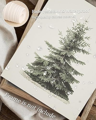 Miniatura 4 de Vodefoad Arte de pared vintage para árbol de Navidad, retro, neutro, antiguo, árbol de Navidad, pintura vintage de árbol de Navidad, impresión Árbol
