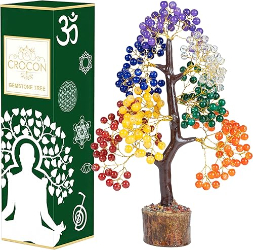Miniatura 1 de Árbol de la vida de los siete chakras, árbol de piedras preciosas, árbol de cuentas redondas artificiales, decoración de Feng Shui, árbol de la vida