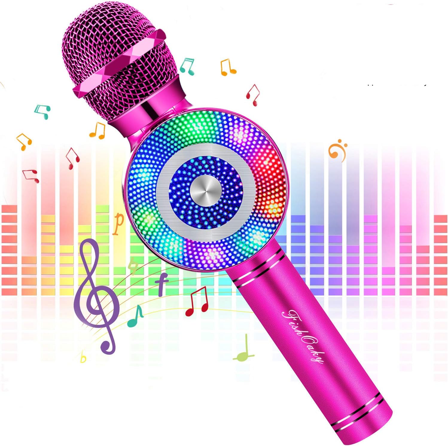 Karaoke Microphone, Kids Karaoke Microphone Portable Mic Player Speaker with LED for Christmas Birthday Home Party KTV Outdoor