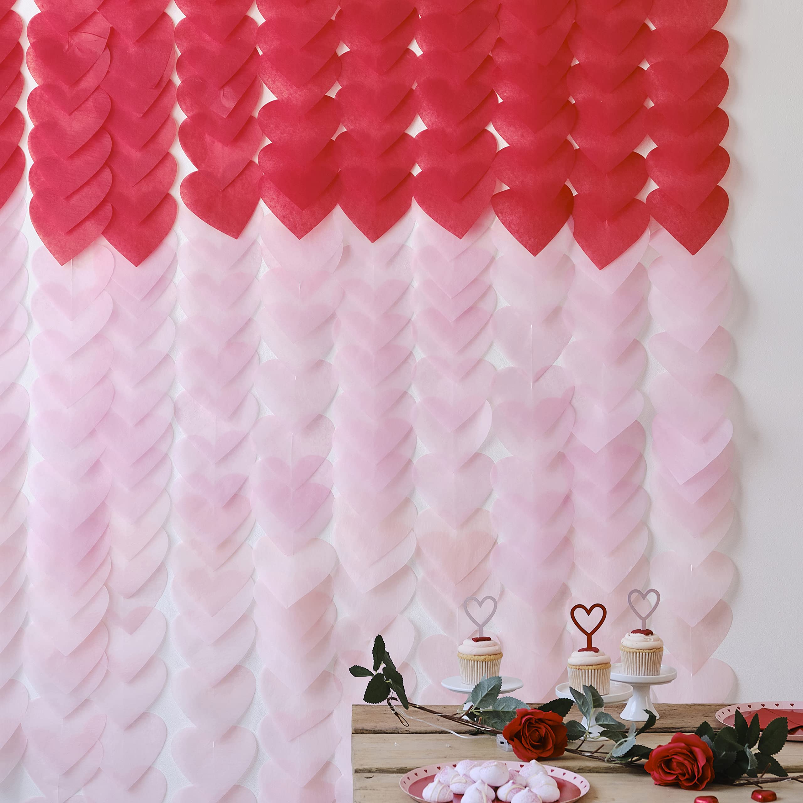 Ginger Ray Tissue Paper Ombre Red Hearts Party Decoration Ideal for Valentines Day