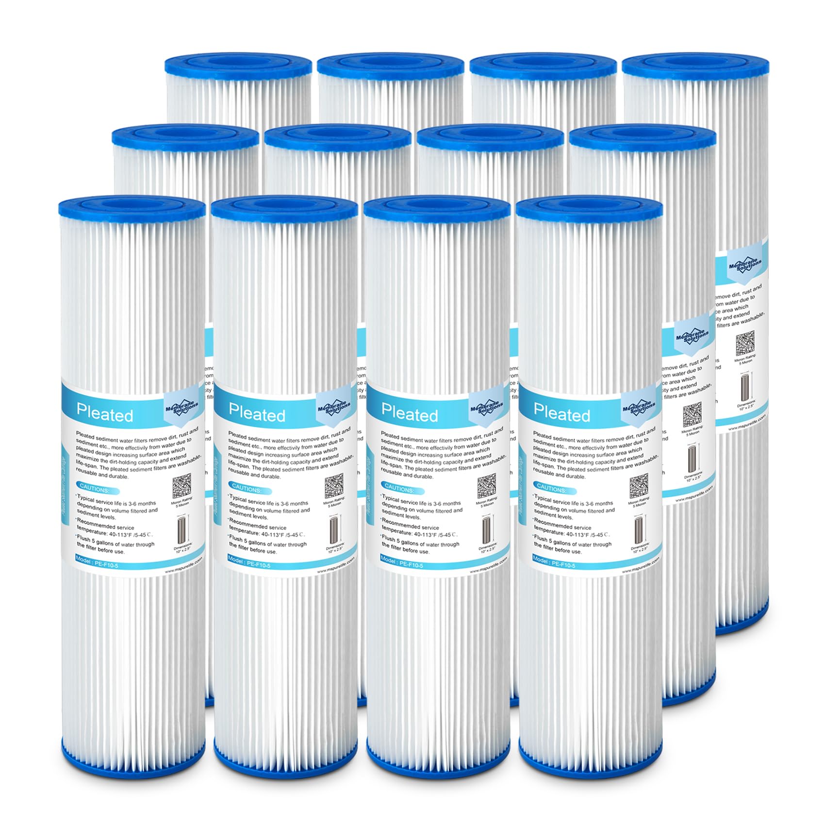 Membrane Solutions 5 Micron 10"x2.5" Pleated Sediment Water Filter