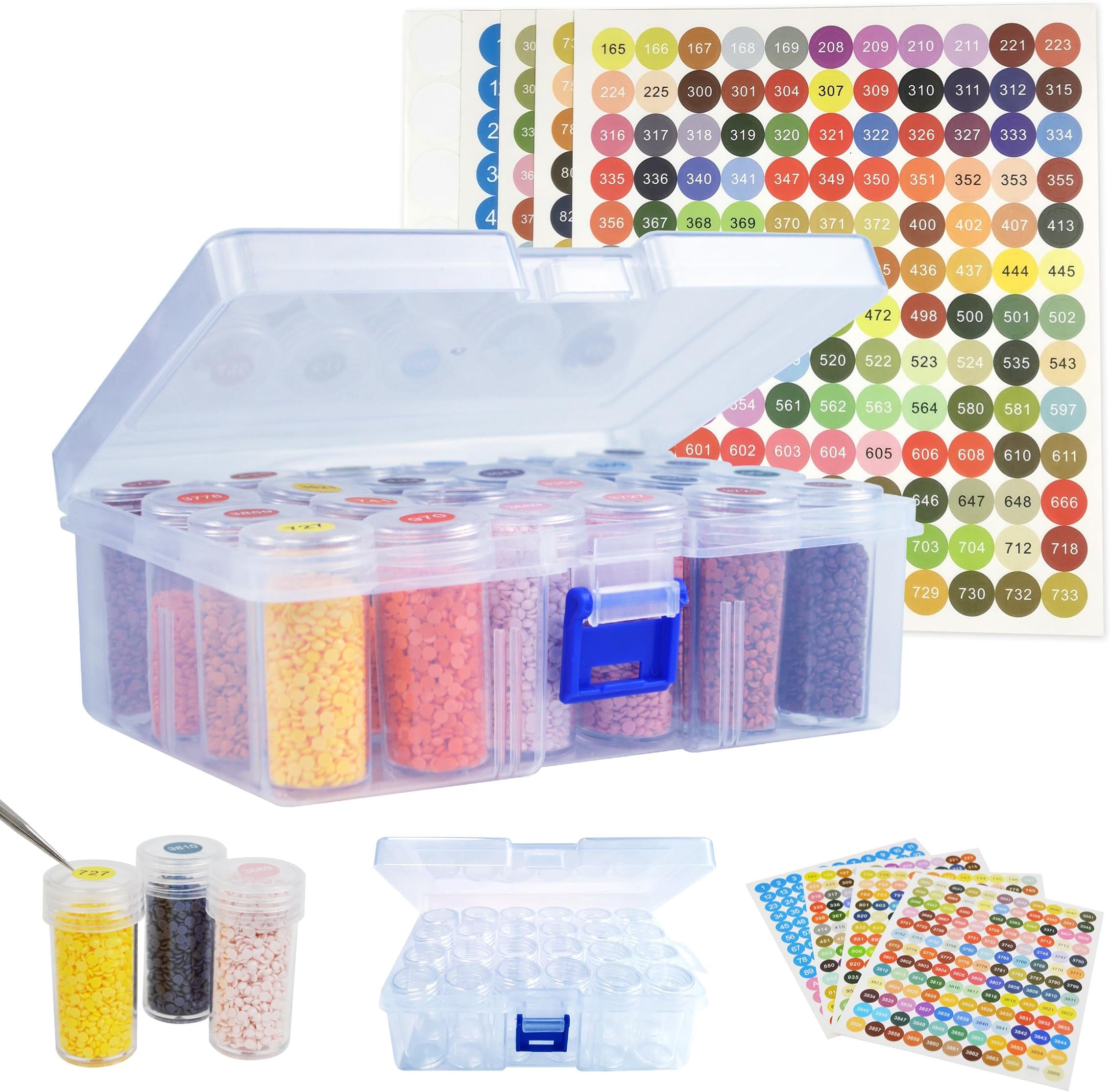 Mlife Diamond Art Storage Containers - 1 Pack 24 Jars with Label, Organizers for Jewelry Beads, Small Gem, Storage