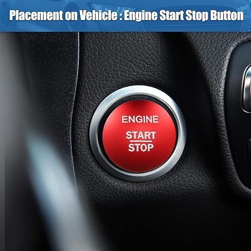 Miniatura 2 de X AUTOHAUX Cubierta del botón de arranque del motor para Mercedes-Benz Clase E 2015 2016, aleación de aluminio roja