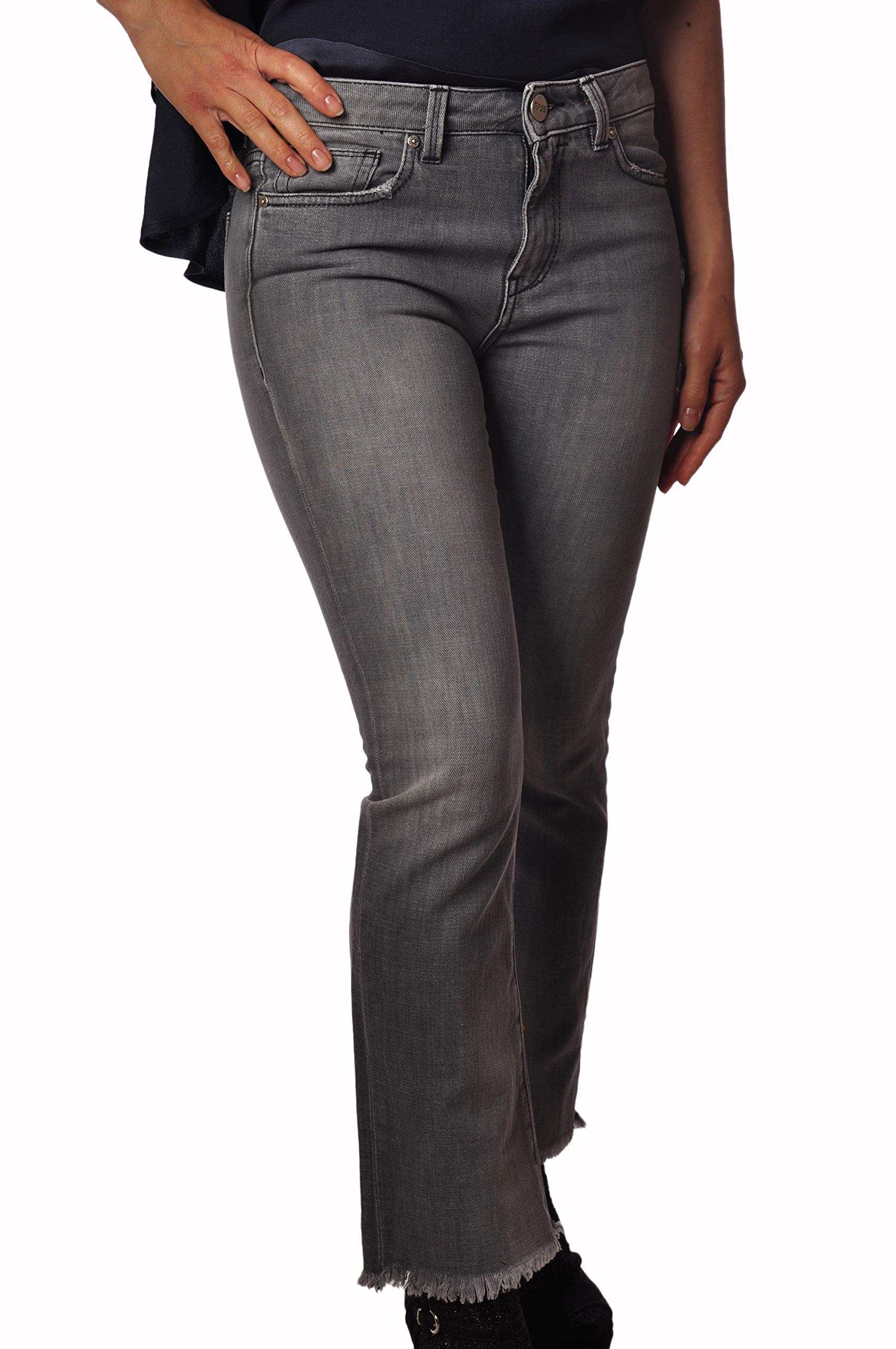 Pinko Denim Grigio con gambuli Effetto trombetta sprofilati sul Fondo. Codice CLIZIAPJ-DenimTrombetta-VintageGrigio (29)