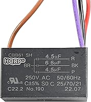 Vista 27 de HQRP Condensador compatible con ventilador de techo Hampton Bay 4uf+5uf+6uf de 5 cables CBB61 con certificación UL