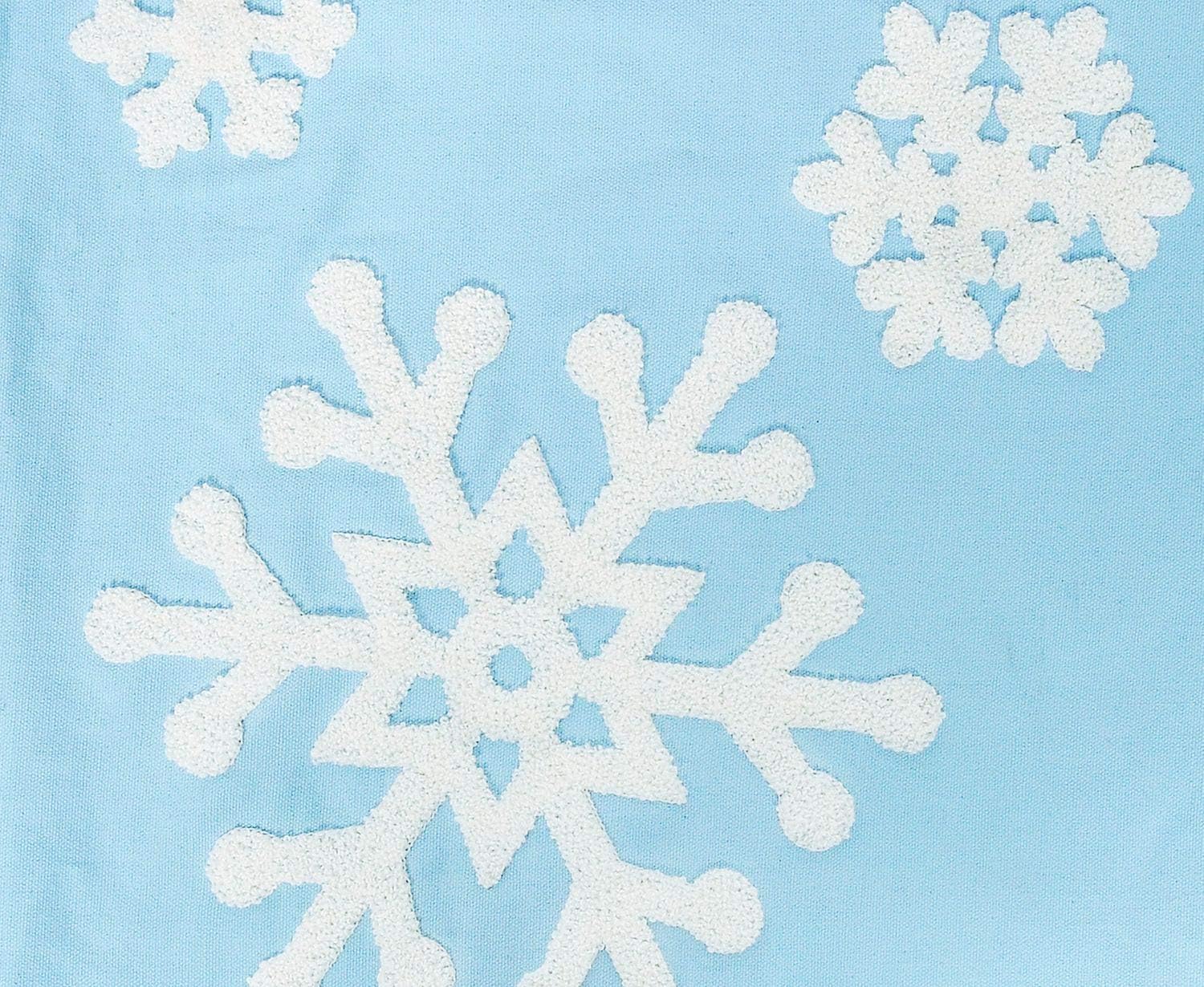 18 x 18 Inch 2PCs Embroideried Pillowcase，Christmas Holiday Falling Snowflake Cotton Linen Throw Pillow Cover Cushion Home Sofa Bed Car Decorative (Blue)