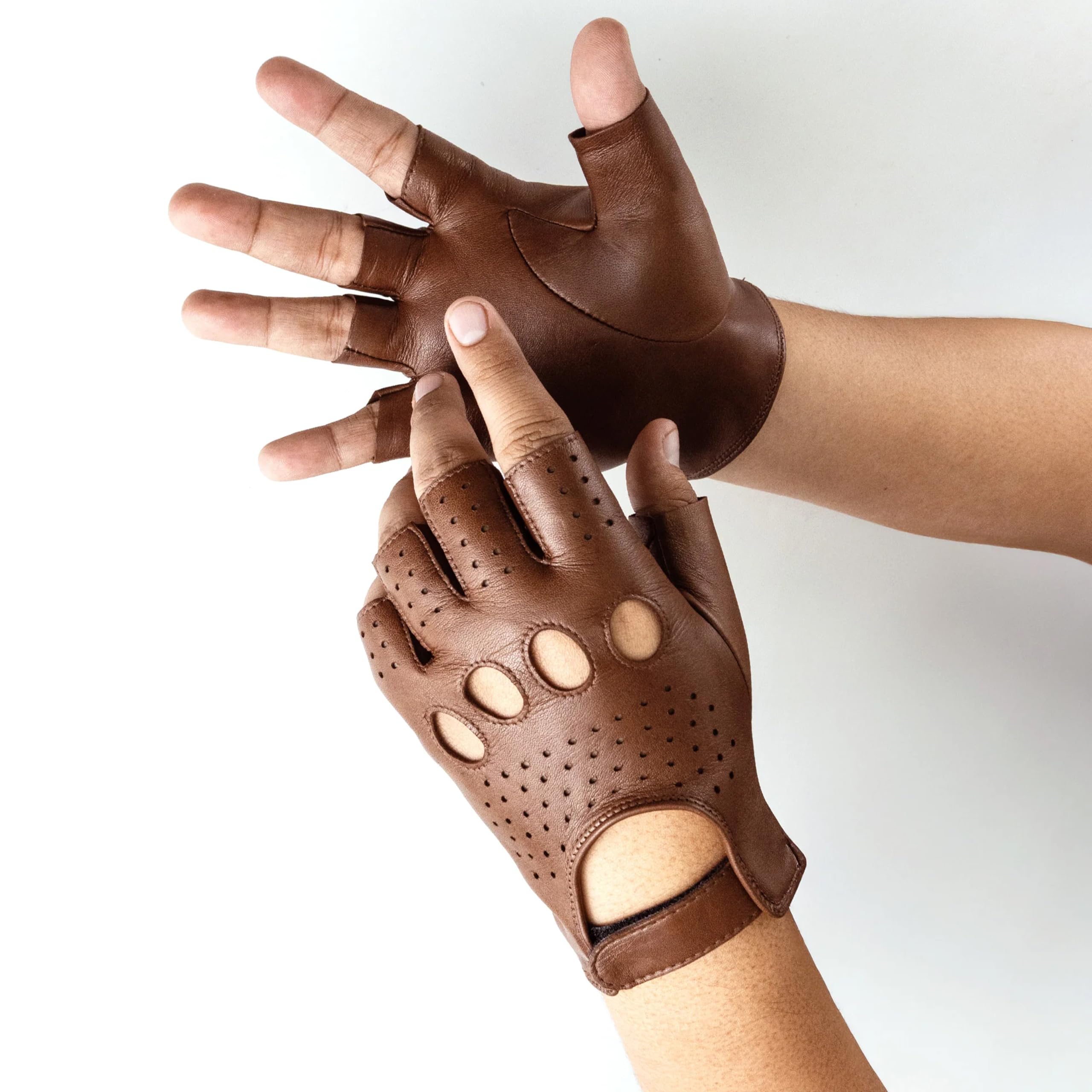 GLOVE STORY Guantes de conducción sin dedos para hombre en cuero de cordero negro sin forro | Libertad de movimiento & Estilo esencial | Accesorio ligero para precisión táctil & encanto retro