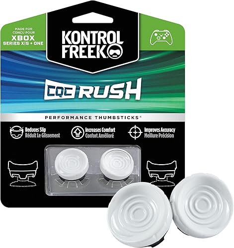 KontrolFreek CQC Rush para Xbox One y Xbox Series X Controller Pulgares de rendimiento 2 cóncavos de altura media Blanco