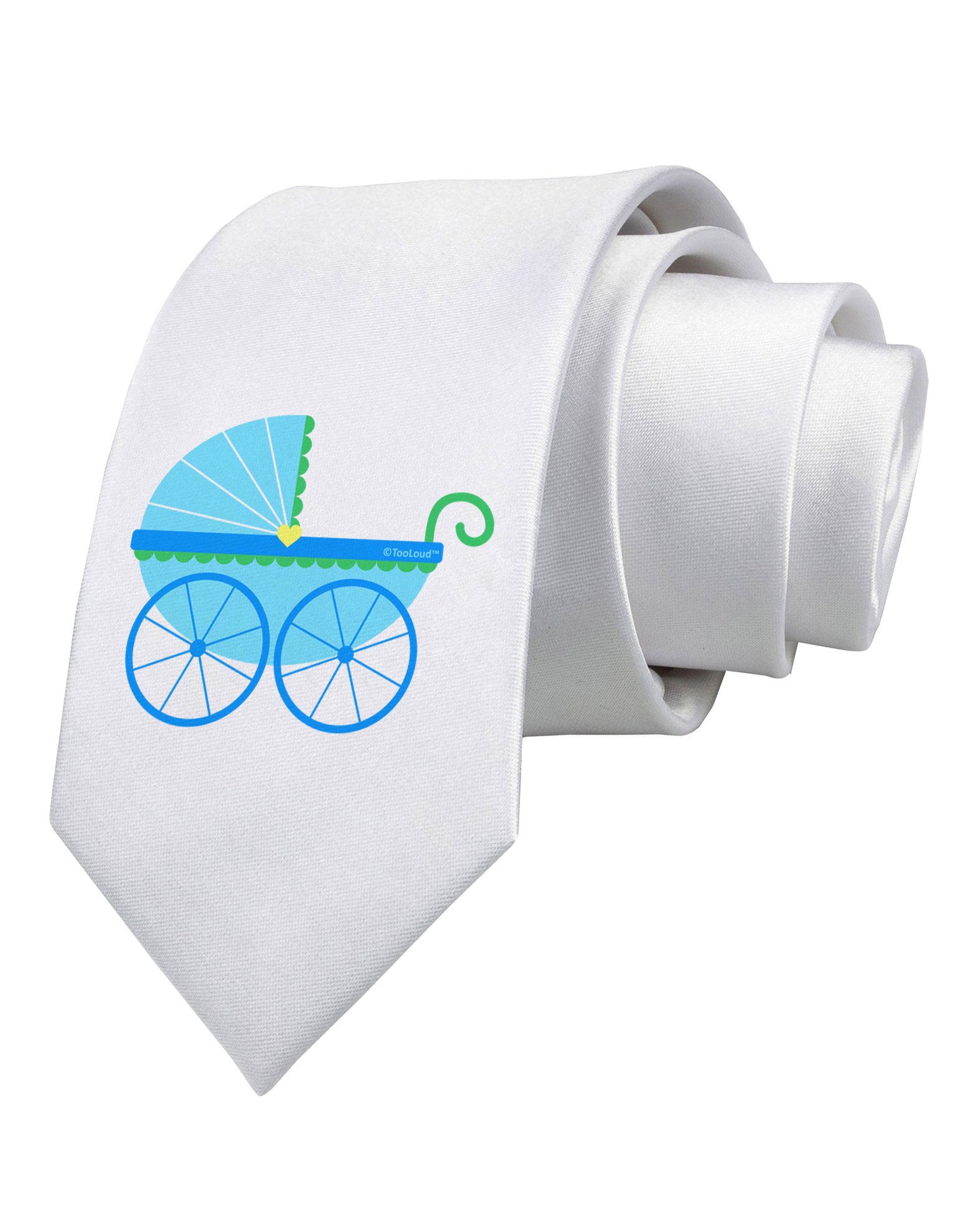 TOOLOUD Baby Boy Carriage Printed White Neck Tie