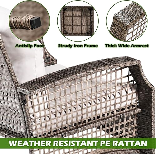 Miniatura 2 de GRAVFORCE Juego de muebles de mimbre para sillas de exterior juego de 2 sofás de mimbre para exteriores con cojín lavable para patio balcón jardín