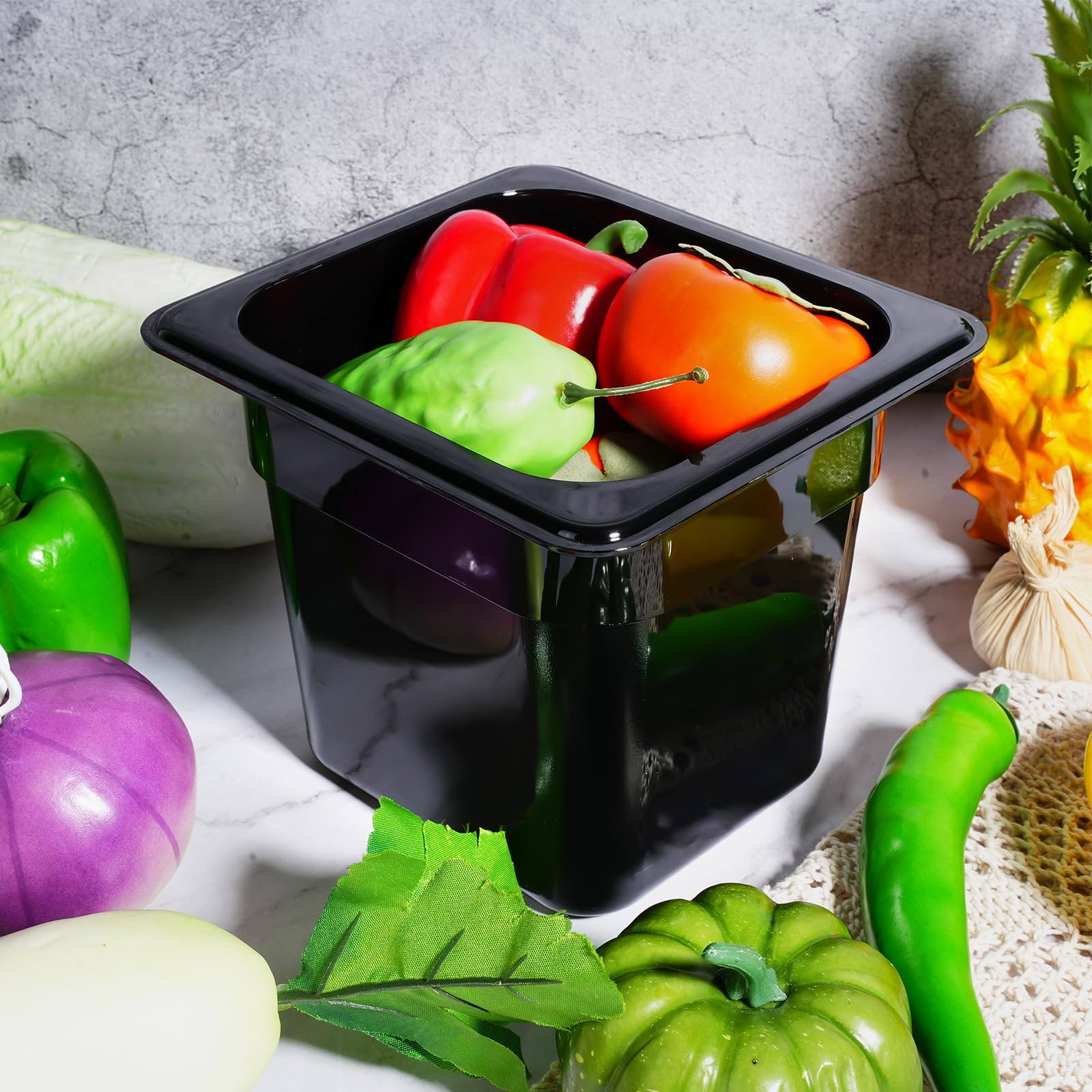 Amazon.co.jp: ブラックフードパン 6個パック 1/6サイズ 積み重ね可能