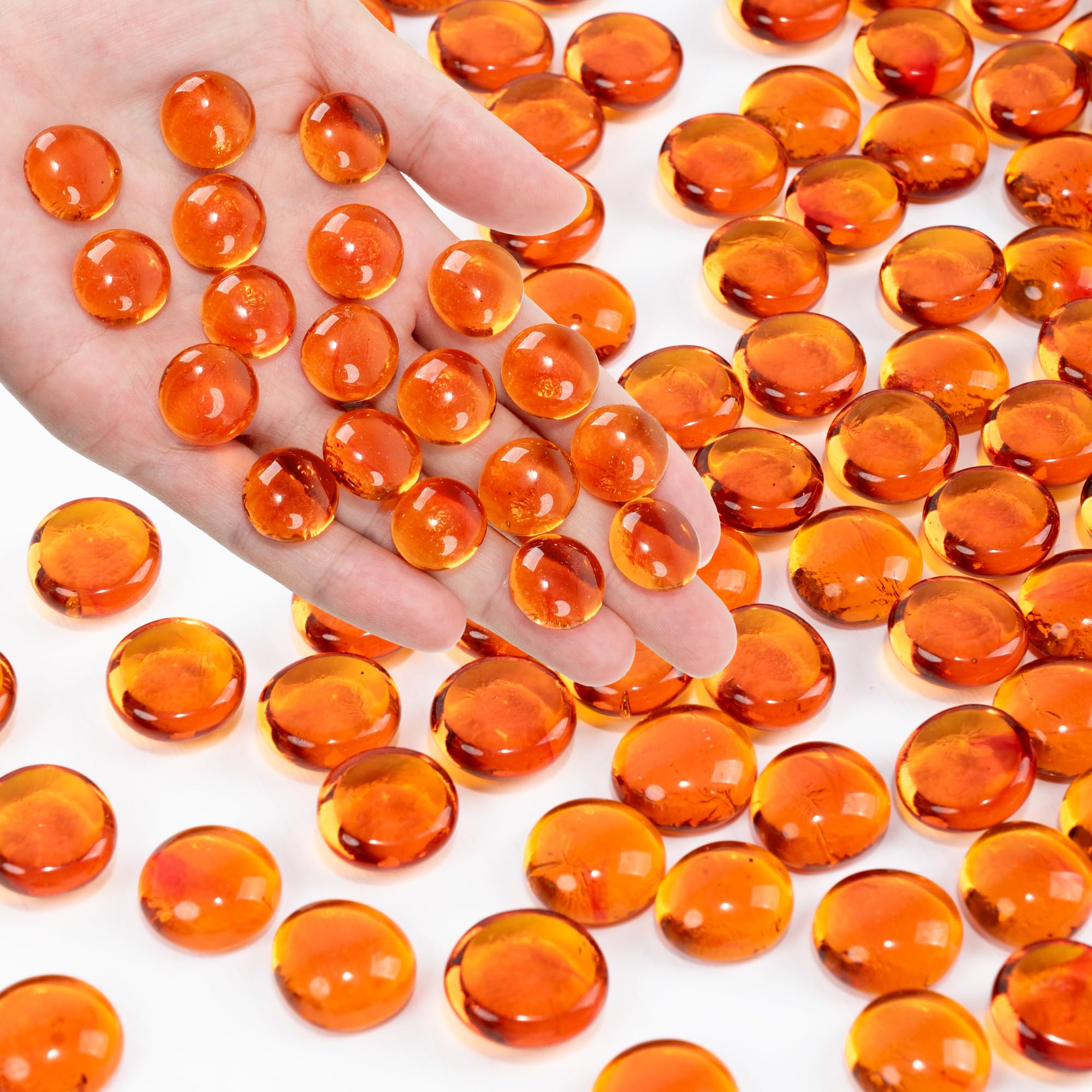 Foncomy Orange Flat Glass Marbles - vase fillers | Mubboo