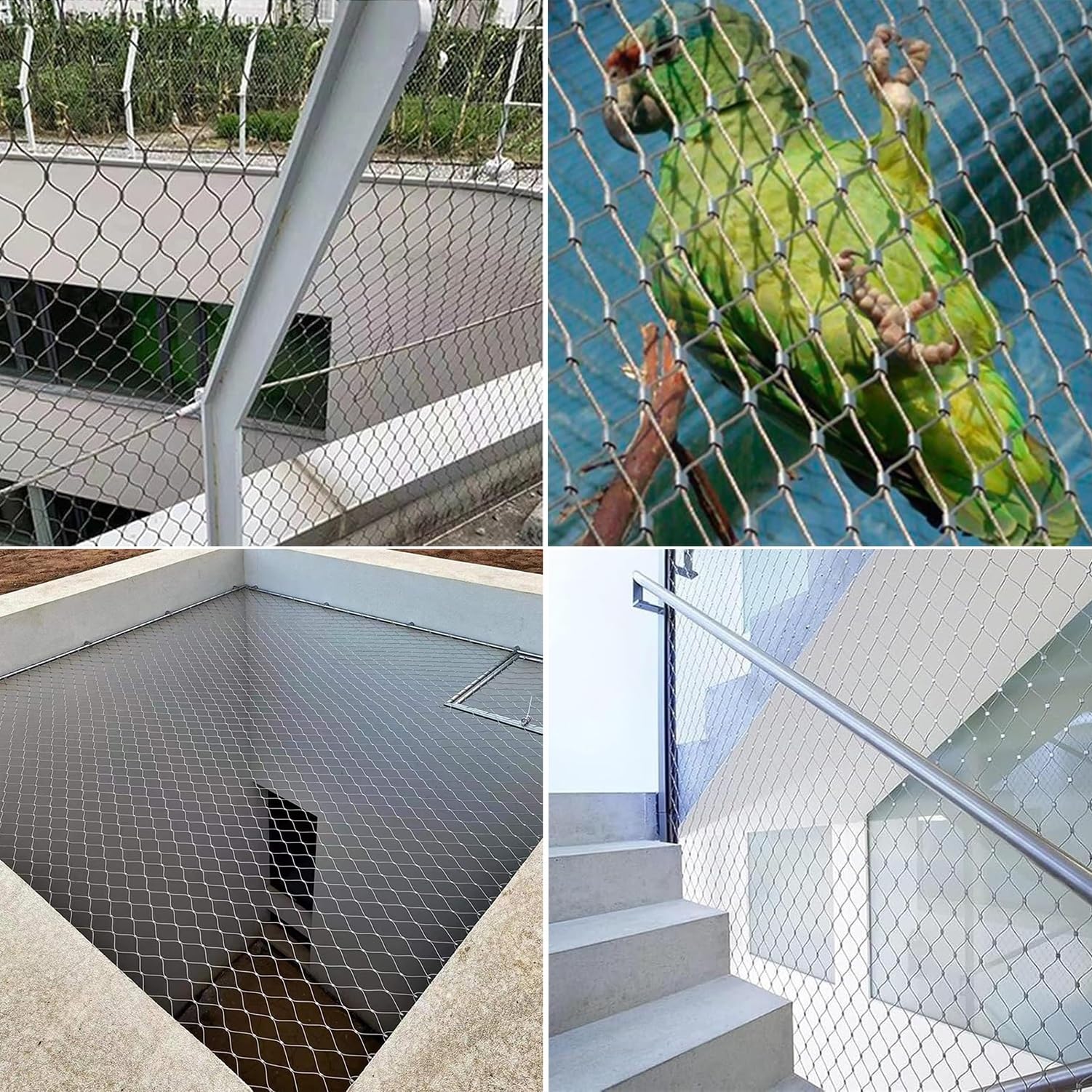 Siatka druciana ze stali nierdzewnej 304, elastyczna siatka balustradowa do ogrodów, gospodarstw rolnych i ogrodzeń dla drobiu (0,8 x 12 m)