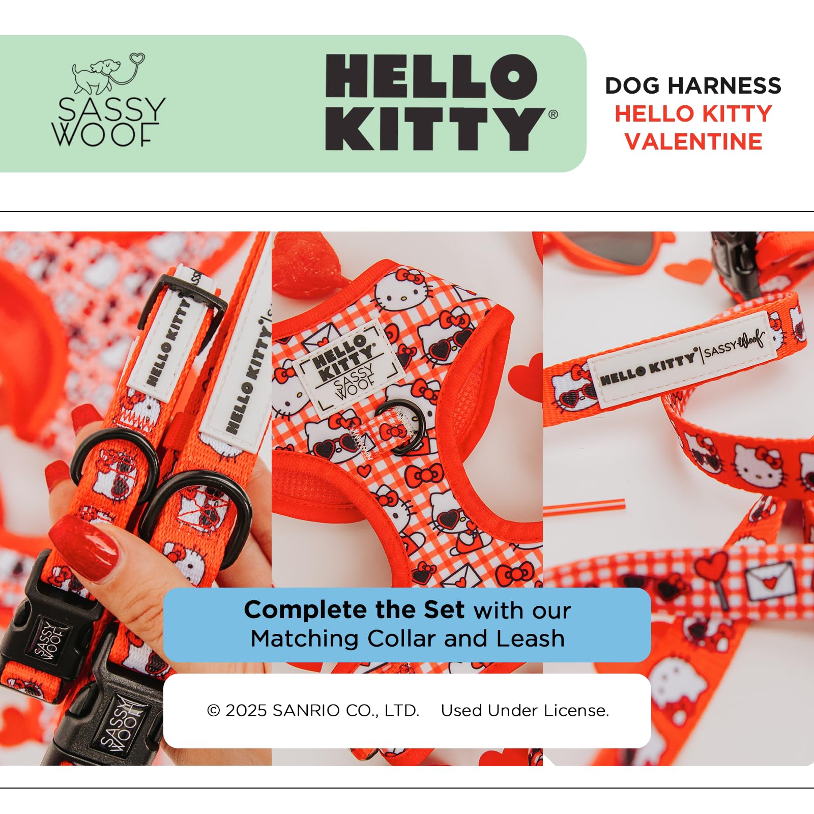 Amazon | Sassy Woof Dog 調節可能ハーネス - Hello Kitty Red Classic