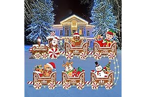 6Pcs Christmas Train Yard Sign Gingerbread House Outdoor Decorations