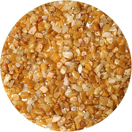 LAIDANLA Aventurina amarilla, 400 cuentas de piedra natural con chip natural de 0.239 a 0.315 pulgadas, piedras curativas irregulares perforadas,