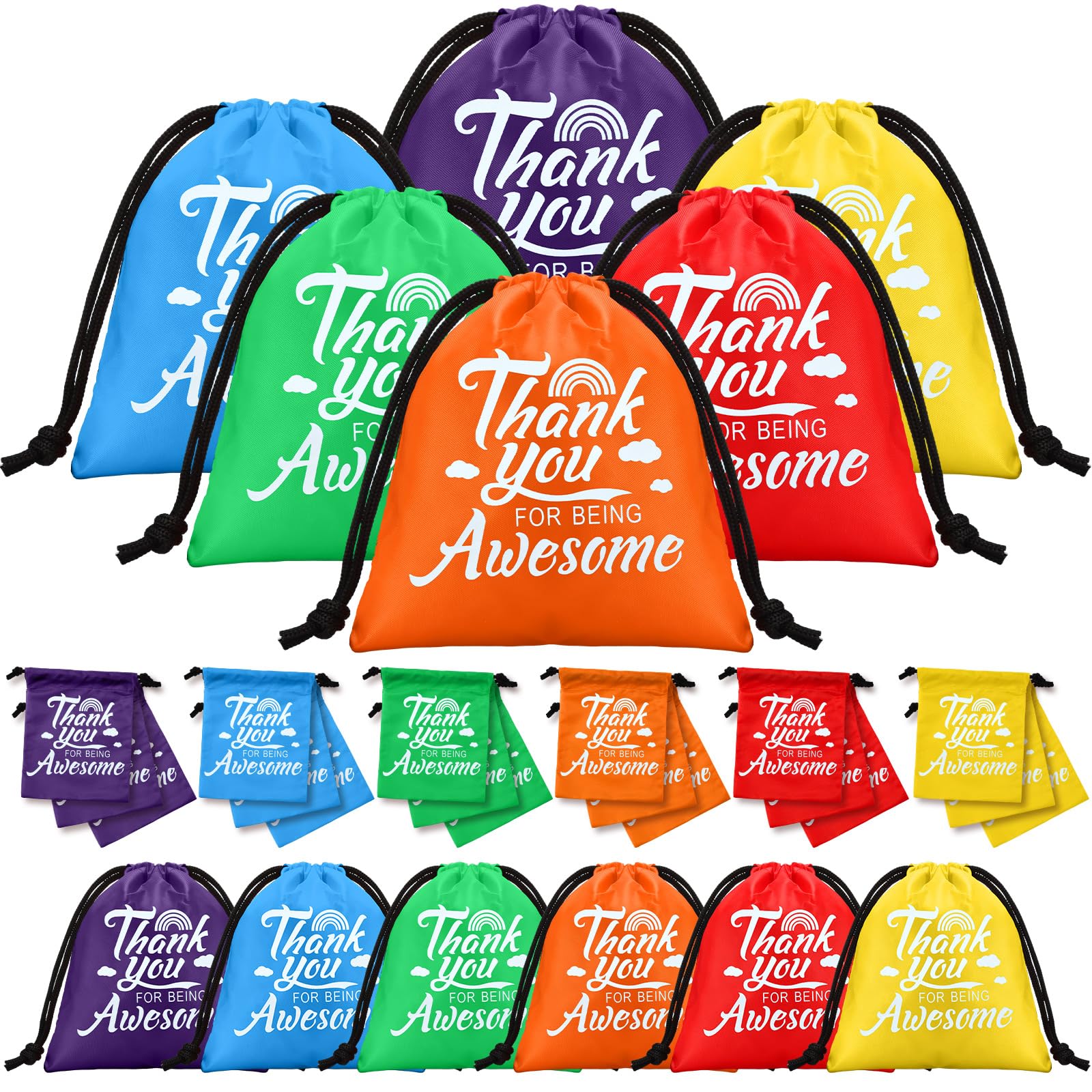 Paterr 24 Pcs Thank You Employee Appreciation Gift Bags Thank You Goodie Bags for Being Awesome Drawstring Team Coworker Colleague Teacher Office