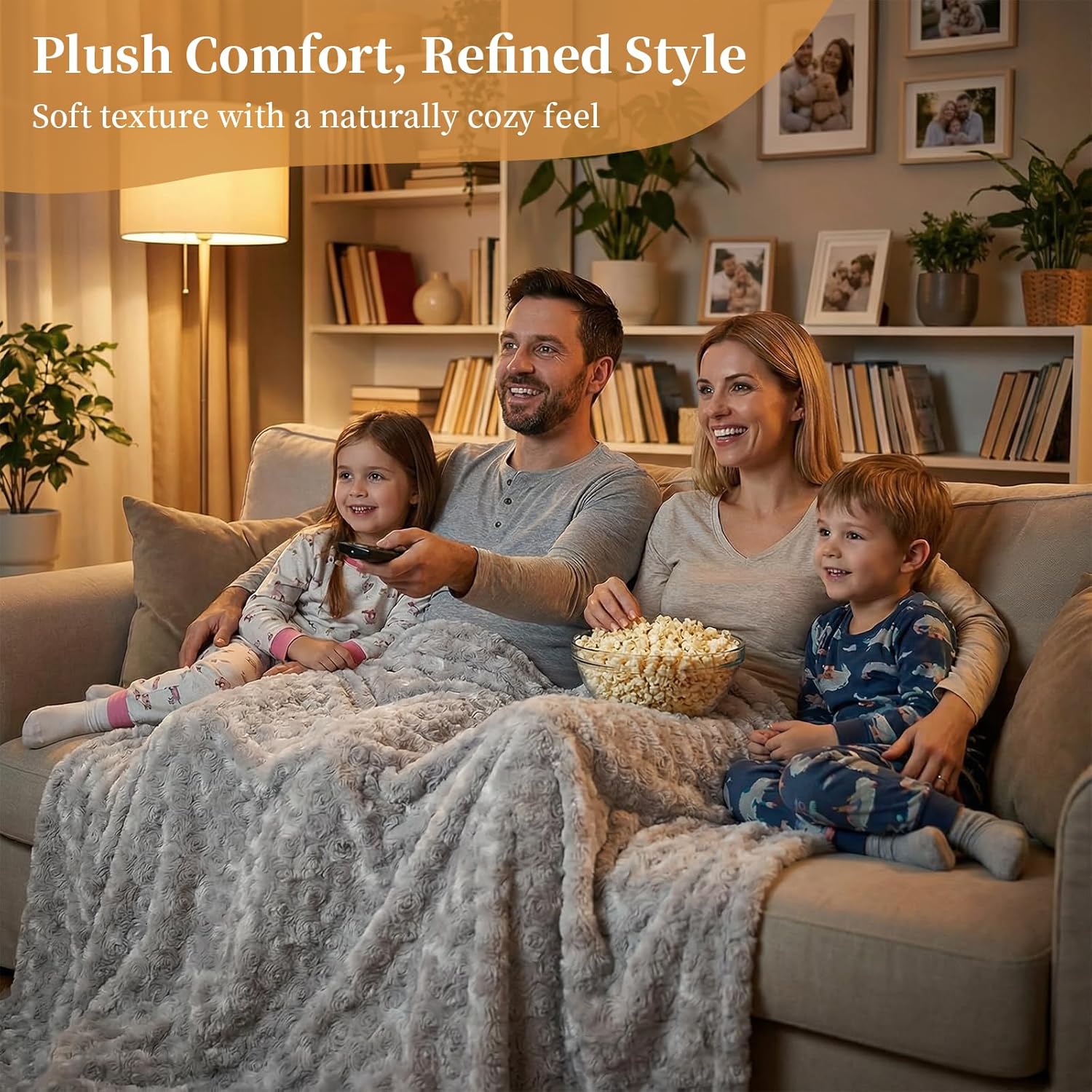 Faux Fur Throw Blanket, Ultra Plush Reversible Couch Blanket with Wave Texture, Cozy Warm Fluffy Decor for Living Room & Bedroom, Dorm, Gift for Women Men