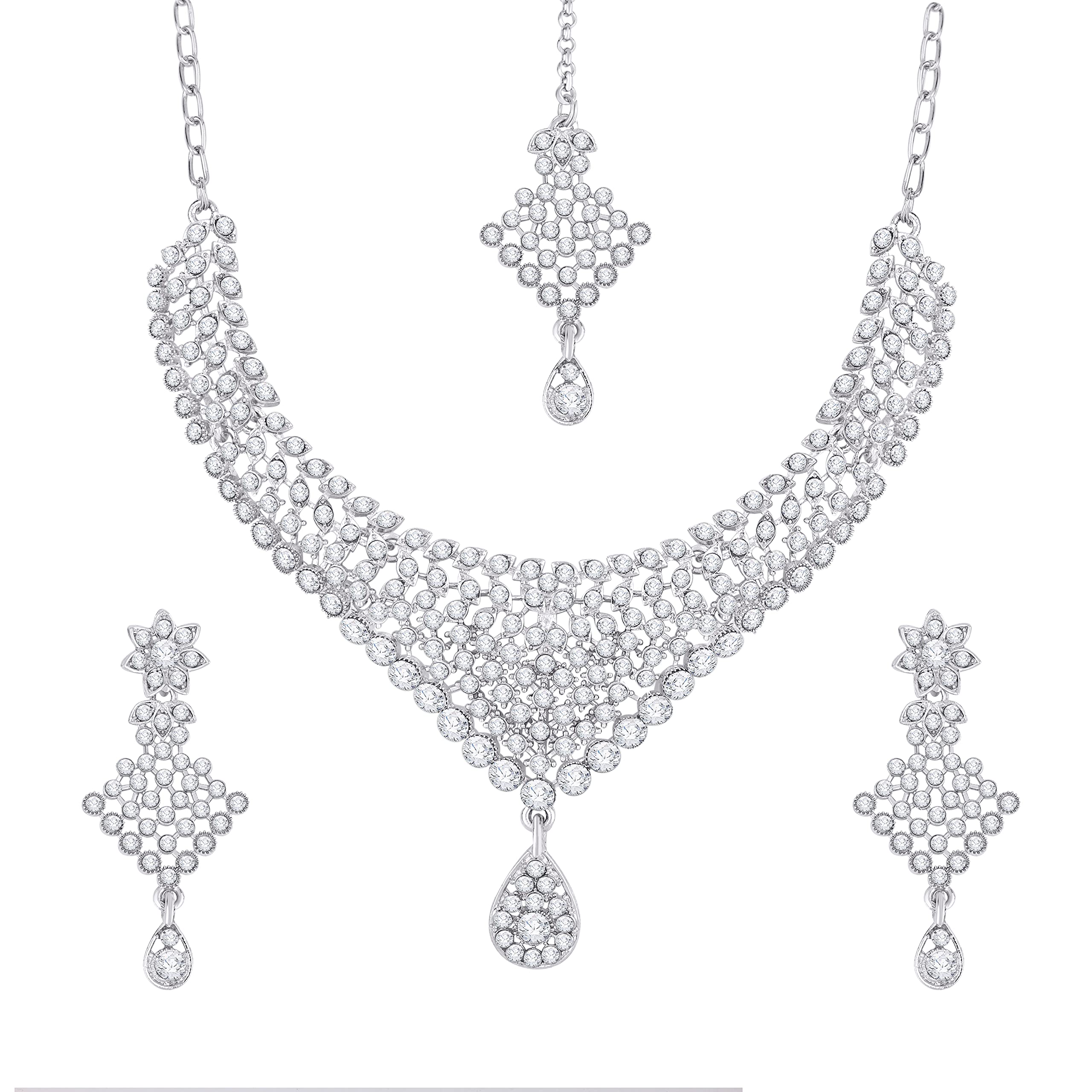 See full amazon price history chart for Atasi International Infinity Fore Life Silver Plated Alloy Choker Necklace Set with Earrings and Maang Tikka For Women (R5396) Atasi International Infinity Fore Life Silver Plated Alloy Choker Necklace Set with Earrings and Maang Tikka For Women (R5396) (B09RJGMHCB) Amazon Price History, Amazon Price Tracker