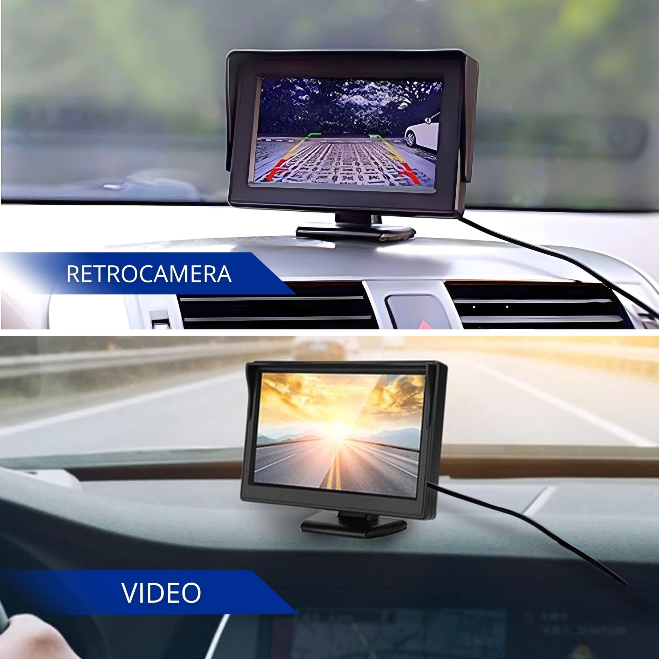 CLICLED Monitor TFT LCD da 4.3" regolabile display per retromarcia auto parcheggio 043 PAL/NTSC