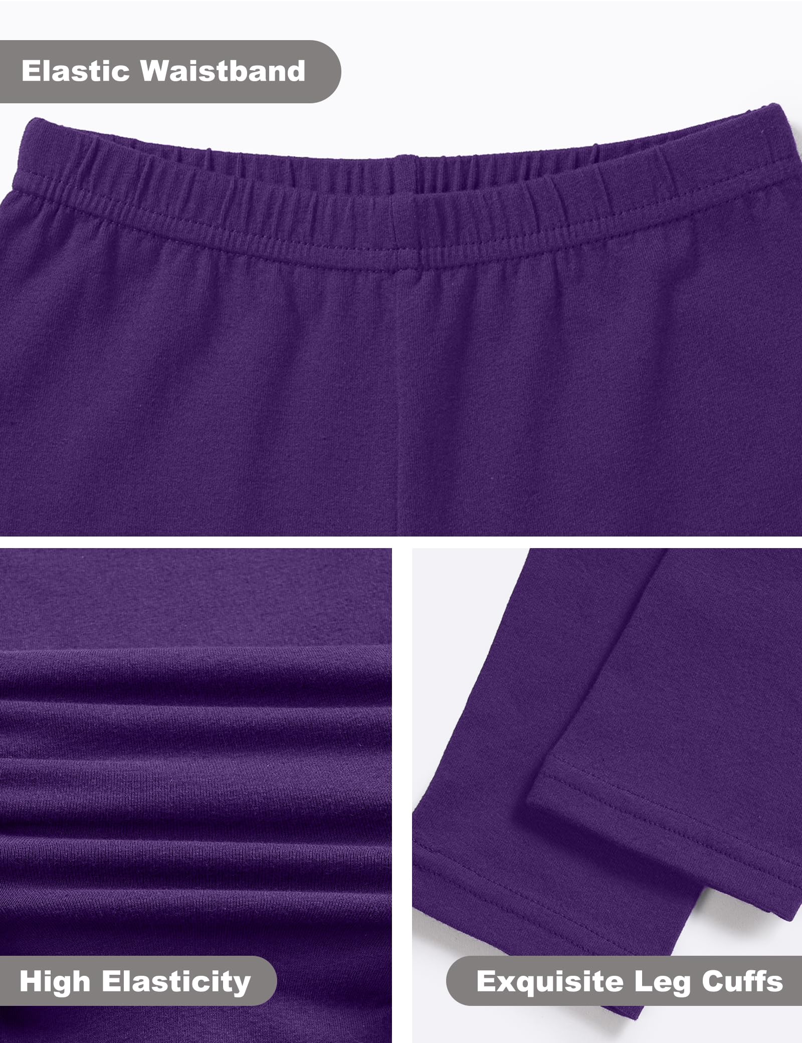 Auranso 3er Pack Leggings Mädchen Kinder Baumwolle Schwarz Lang Sport Hosen