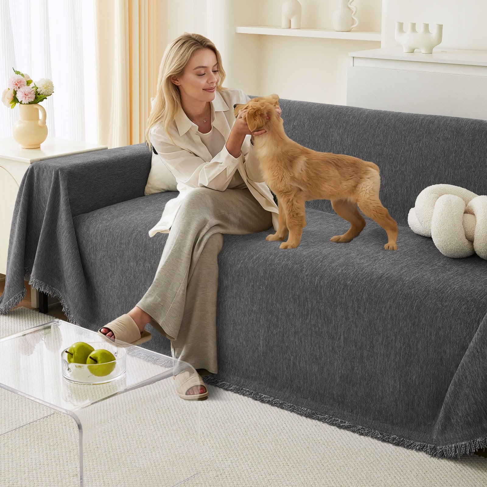 Sofa überzug-2025 Neue Universelle rutschfeste Sofa Überwurf,Sofa-Schutzhülle 1/2/3/4 Sitzer für Wohnzimmer,Dunkelgrau Sofabezug
