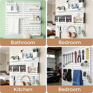 60 x 60cm Pegboard Combination Kit, Wall-Mounted Craft Organiser