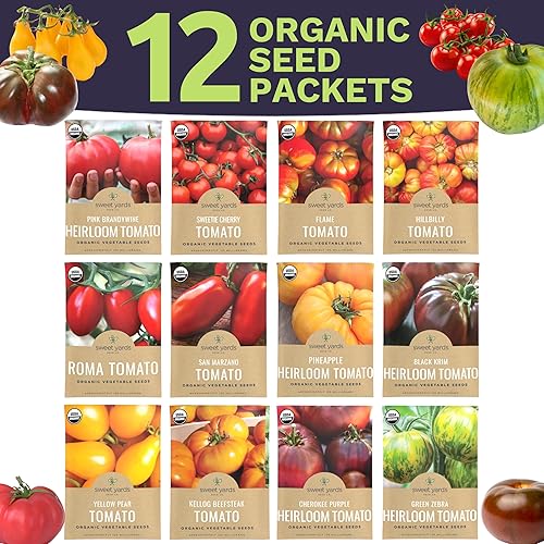 Miniatura 2 de Paquete variado de semillas de tomate orgánicas tradicionales – 9 paquetes de semillas: Brandywine rosa, Roma, cebra verde, piña, Hillbilly, Krim