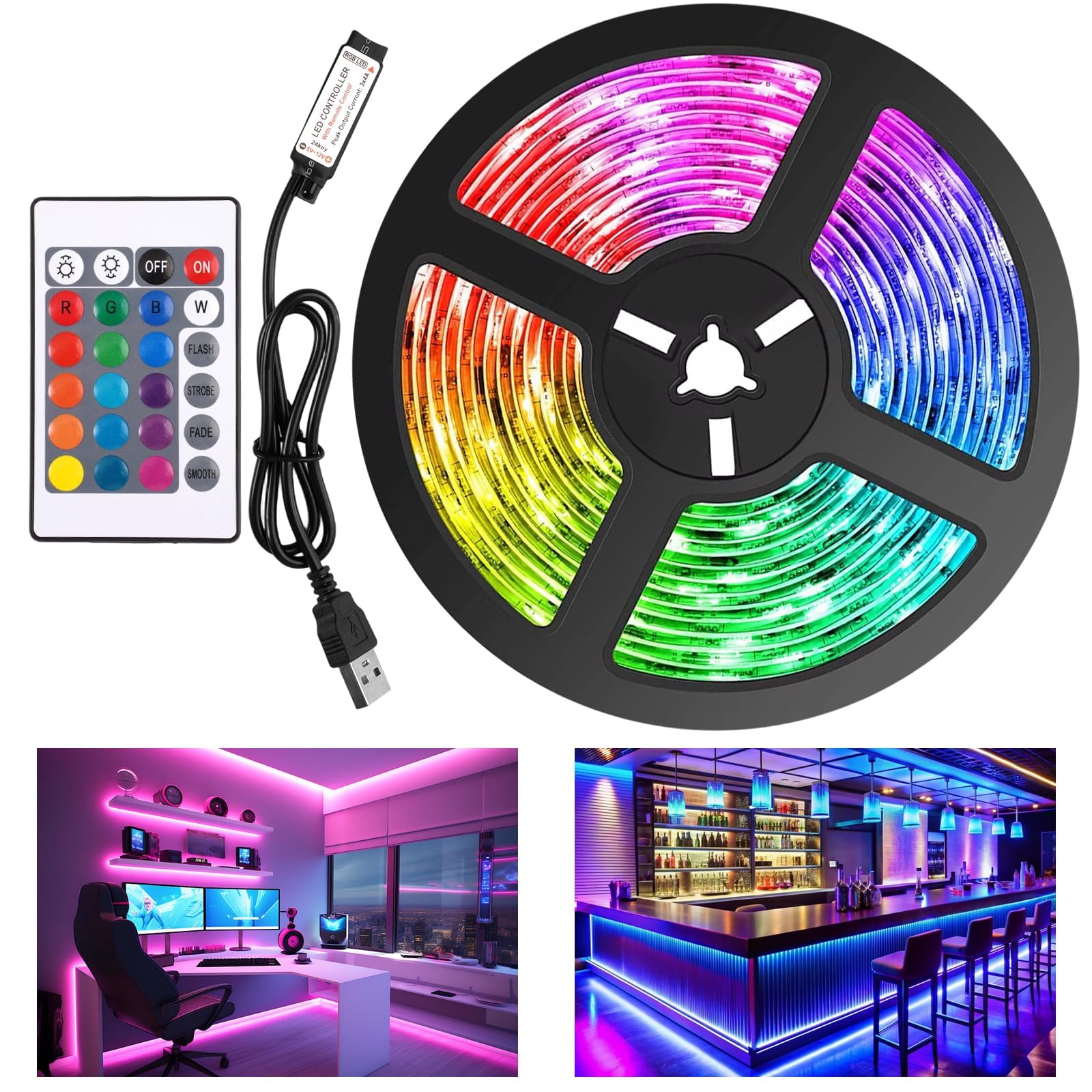 20 M LED Strip Lights Smart RGB LED Light Strips with Remote Control