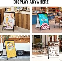 Vista 6 de VEVOR Letrero de acera con marco de 24 x 36 pulgadas, soporte para letrero deslizante de alta resistencia, letreros plegables de doble cara, póster