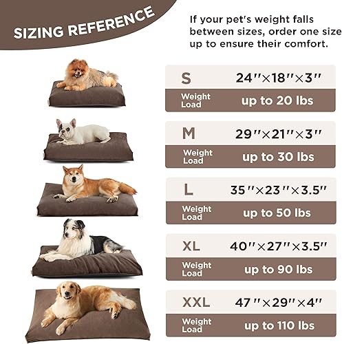 Miniatura 6 de Lesure Cama para perros para jaula  Tapete de espuma triturada para perros medianos, colchón para mascotas con funda de lino sintético impermeable