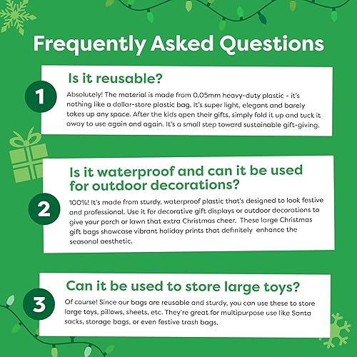 Miniatura 7 de Bolsa de regalo de Navidad extra grande de 56 x 36 pulgadas, bolsas de regalo grandes para regalo de Navidad, bolsas de regalo gigantes de plástico