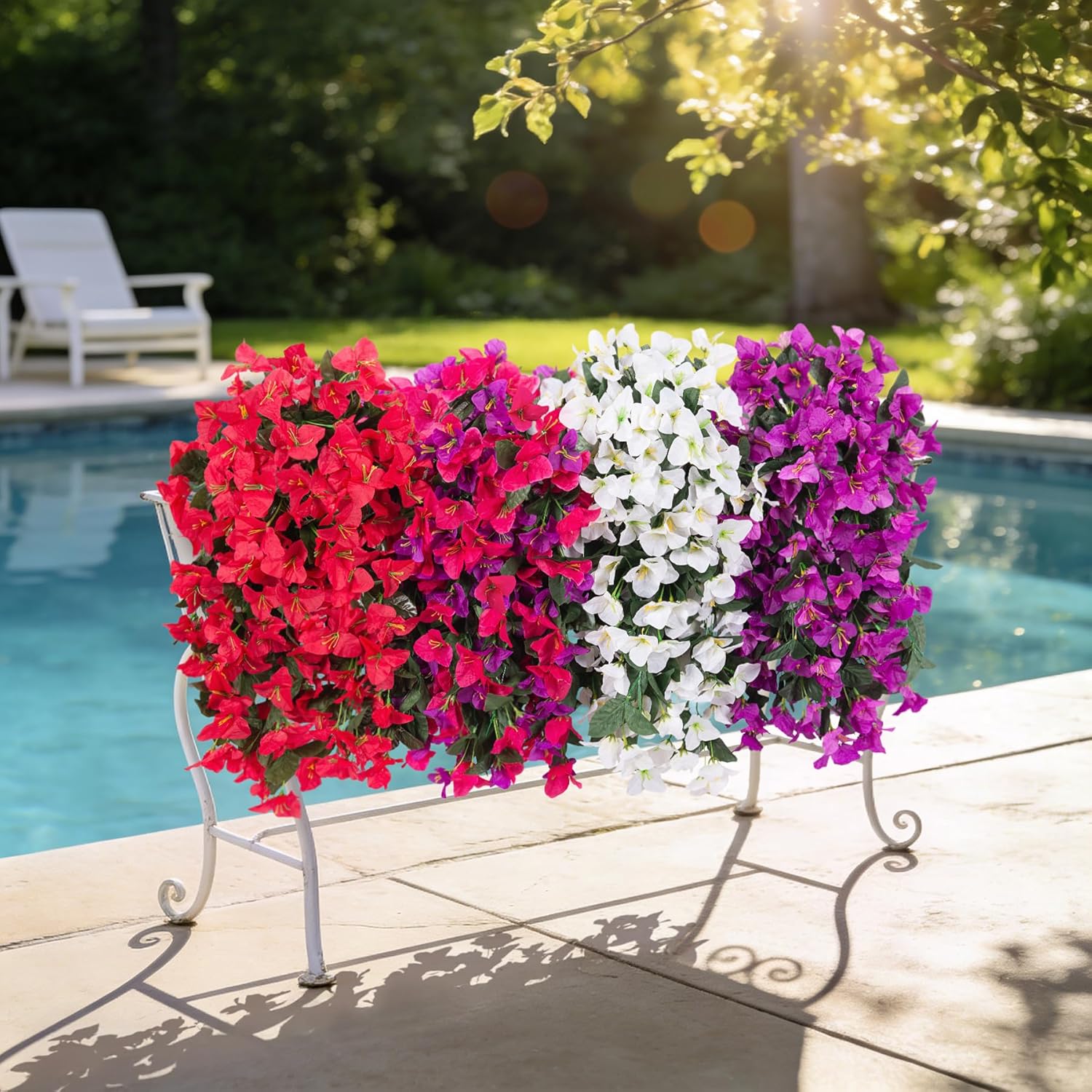 Fake Bougainvillea Artificial Flowers for Outdoors Decoration 2 pcs Faux Hanging Flowers Plants for Outdoor Planters UV Resistant Silk Bougainvillea Vines for Front Door Porch Urn Patio Garden - Image 7