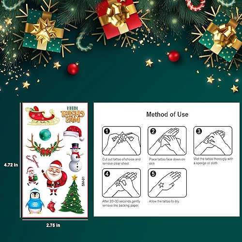 Miniatura 3 de Tatuajes temporales de Navidad Tatuajes falsos de Navidad para niños y adultos-A