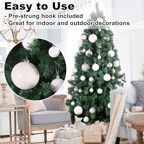 Vista 35 de 18 esferas medianas decorativas navideñas para árbol de Navidad, inastillables, para colgar, color púrpura, 2.5 pulgadas, paquete de 18