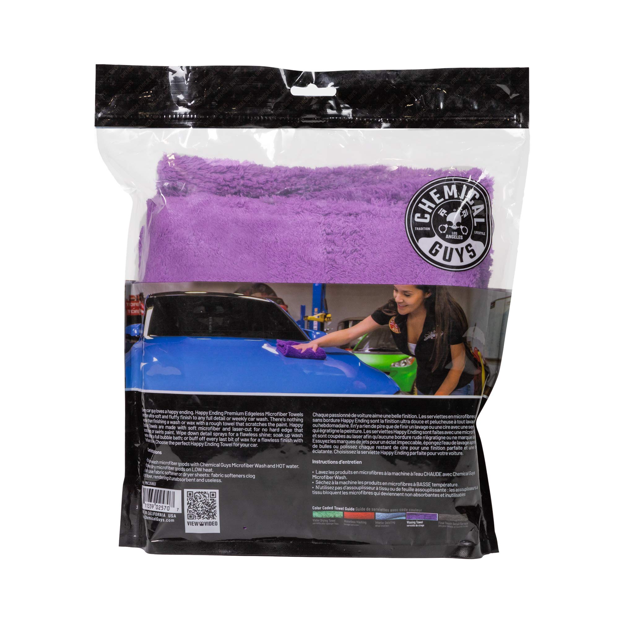 Chemical Guys MIC34803 Happy Ending Ultra Plush Randloses Mikrofaser-Handtuch, Violett, 40,6 x 40,6 cm