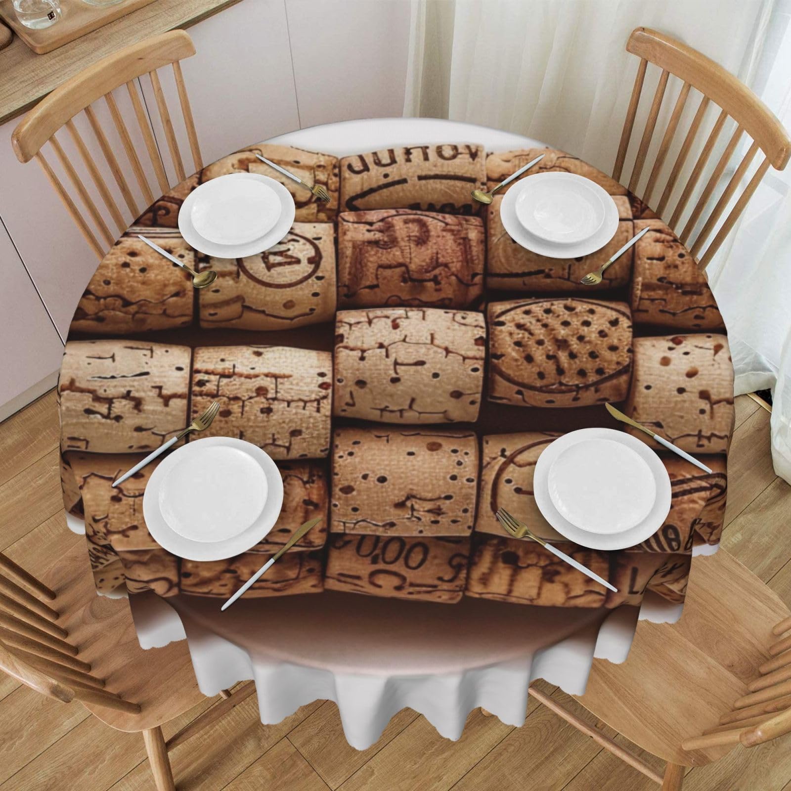 Nappe ronde imprimée 152 cm imperméable pour salle à manger