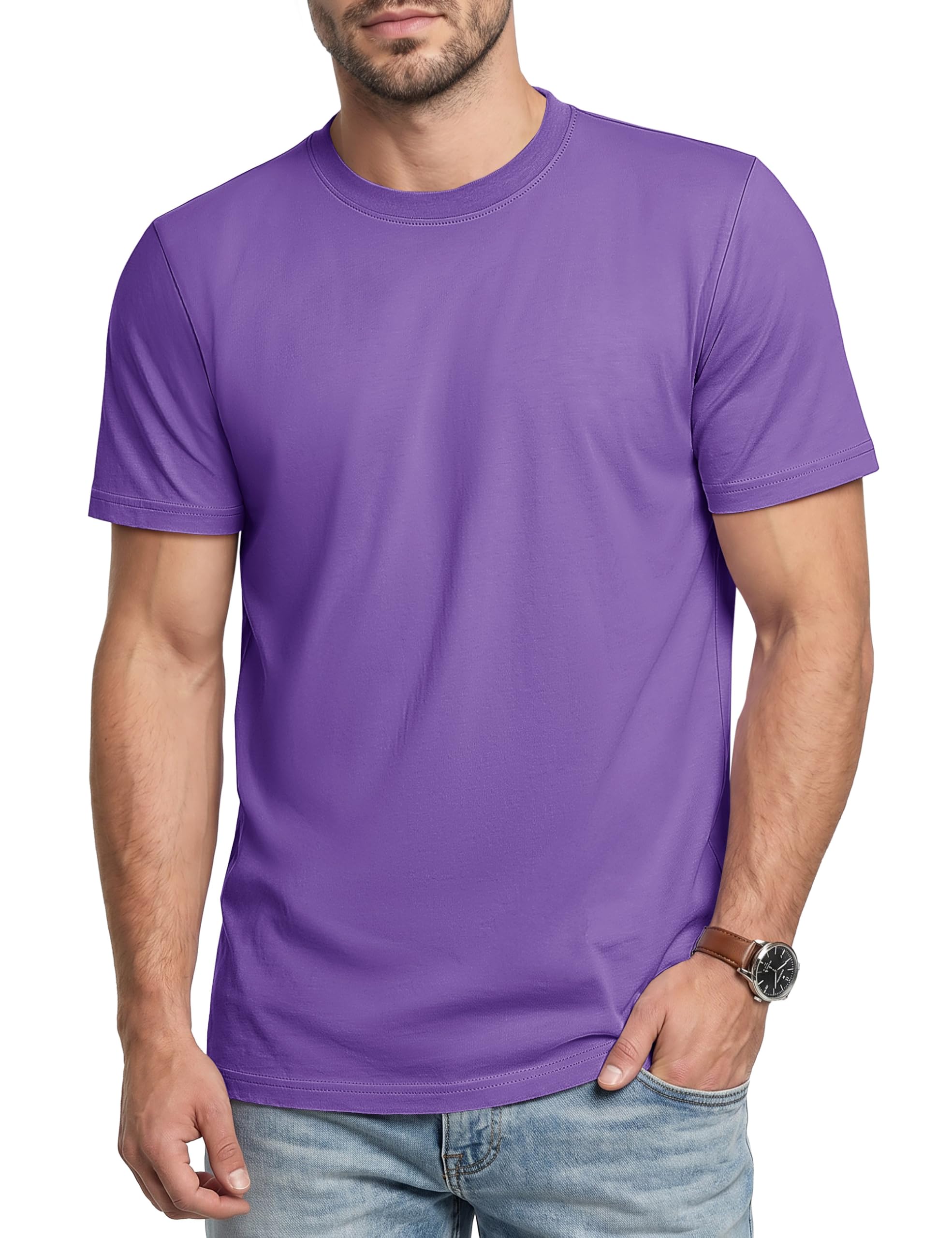 Cavva T Shirt Herren Baumwolle Basic Kurzarm Rundhals Freizeit T-Shirt | Klassisch Basic Tshirt für Alltag, Freizeit, Rundhals, Regular Fit, Hautfreundlich, Weiche Baumwolle, Pflegeleicht