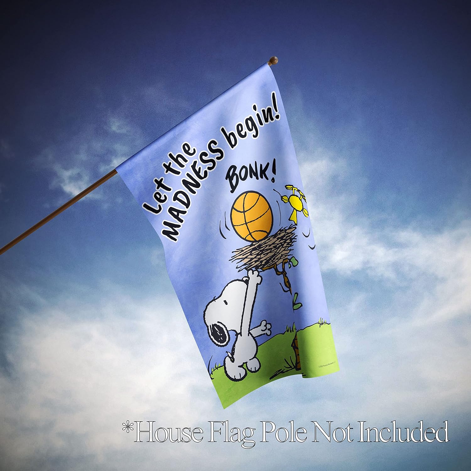 Flagology.com, PEANUTS®, PEANUTS® Snoopy Basketball Madness – House Flag 28" x 40", Outdoor Flag, Exclusive Premium Fabric, Officially Licensed PEANUTS®, Basketball