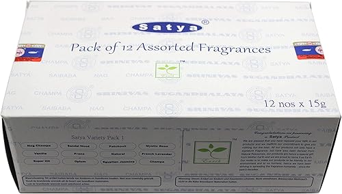 Miniatura 2 de Satya Juego de 12 piezas de incienso champán Super Hit sándalo sagrado pachulí puro rosa mística vainilla prana natural lavanda francesa opio jazmín