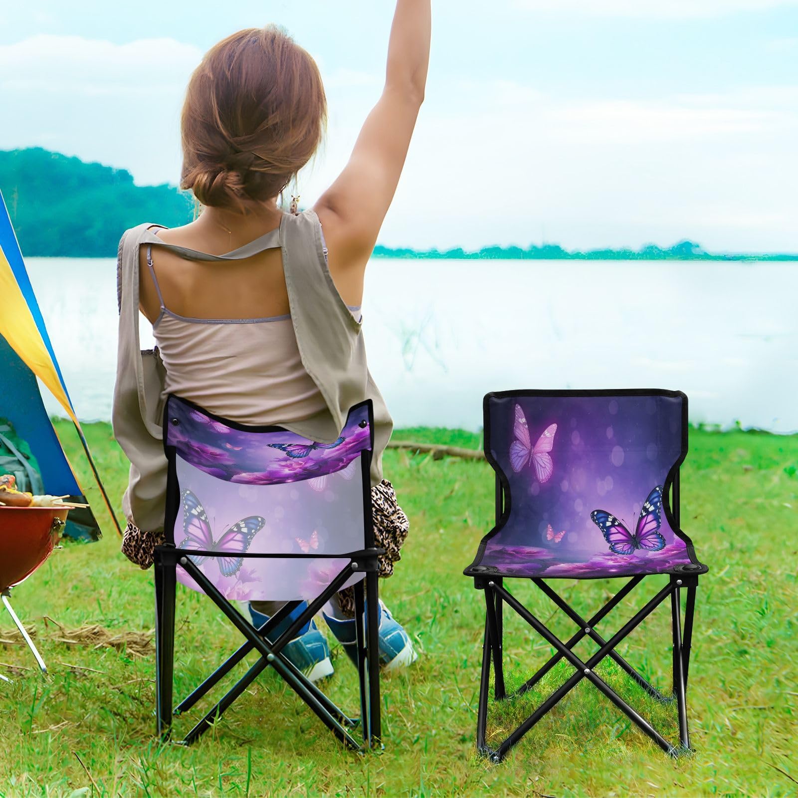 Amazon.com: Msyxl Purple Butterfly Ultralight Camping Chair 