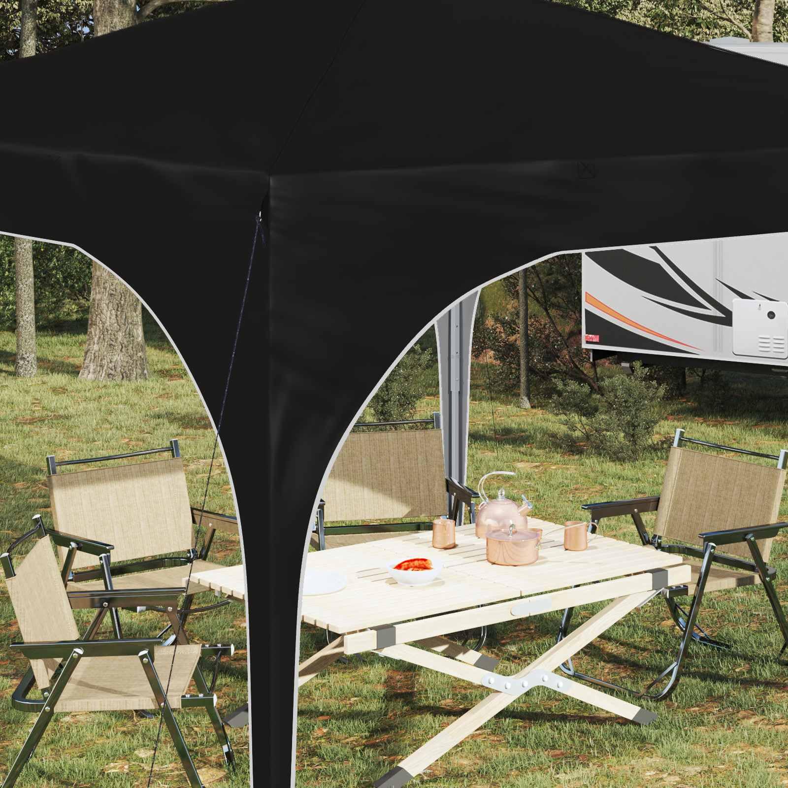 Namiot imprezowy Pop-up 290 x 290 x 245 cm, czarny, z tkaniną Oxford 210D, ochrona przed promieniowaniem UV, wodoszczelny, składany, stabilny stalowy stelaż, z regulacją wysokości, łącznie