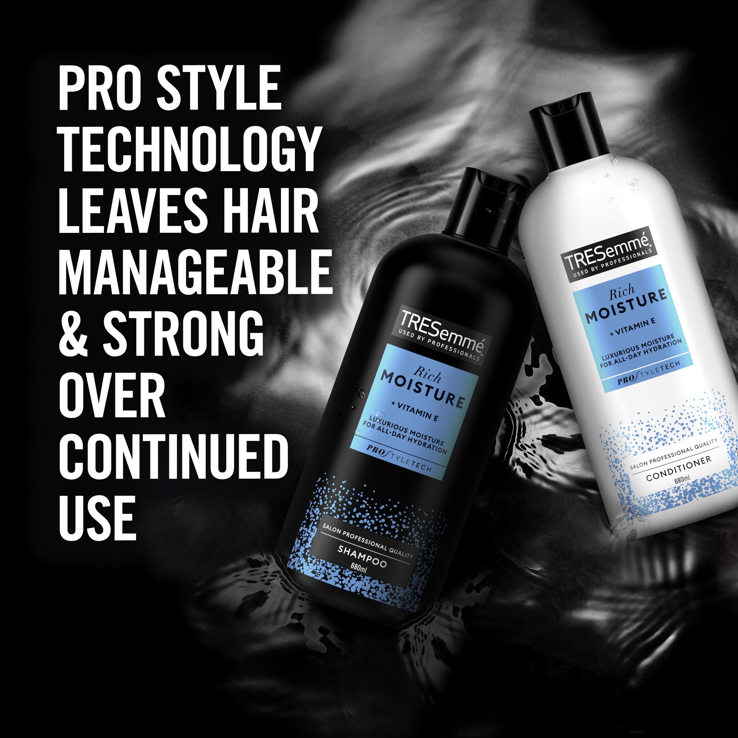 TRESemmé Rich Moisture Shampoo, Conditioner Set, Hydrating Formula With Vitamin E for Dry Damaged Hair, Salon Quality - Image 2