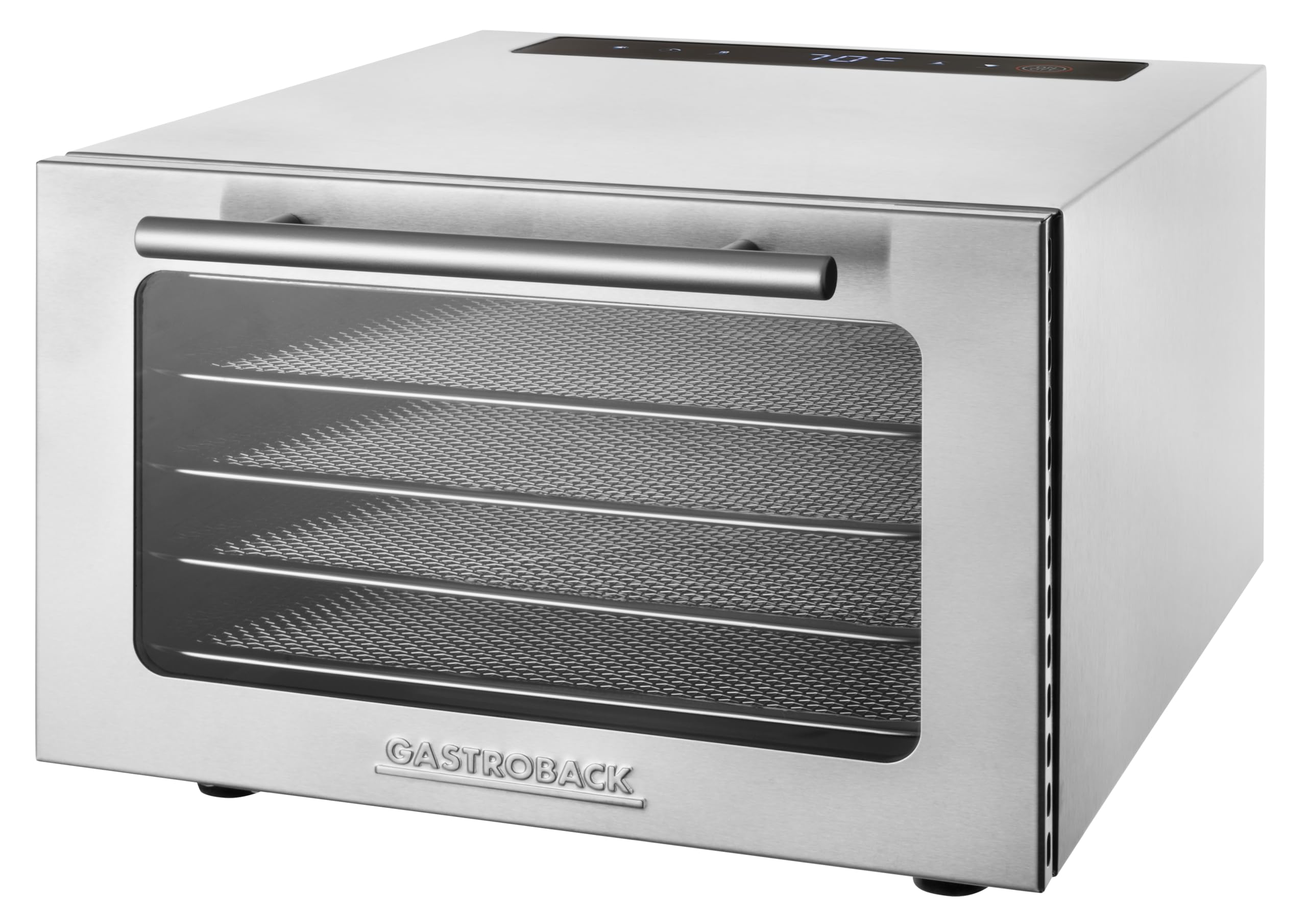 GASTROBACK #46604 Design Dörrautomat Mini Professional, kompakte Maße für kleine Mengen & knappe Stellflächen, hochwertiges Gastro-Edelstahlgehäuse, 400 Watt, Silber