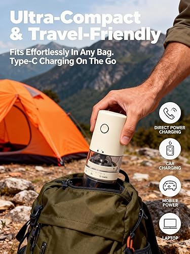 Miniatura 5 de Lamido Molinillo de café eléctrico portátil 2026 con rebabas de cerámica, tolva visual de frijoles, 38 ajustes de molienda ajustables, molienda 1.8