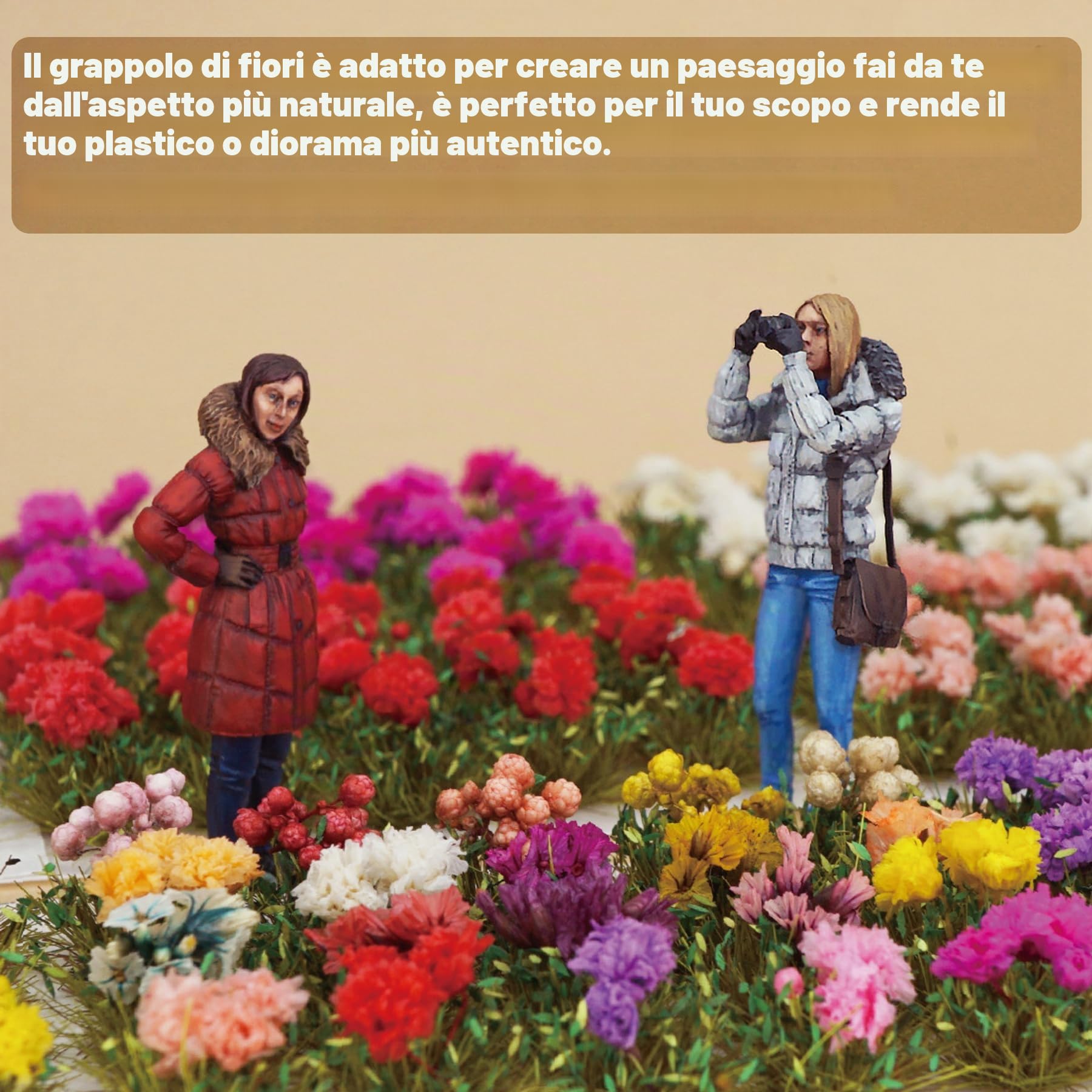 Woohome 40 Pz Mini Grappoli di Fiori, Paesaggi Ciuffi D'Erba Modello Erba Statica Ciuffo Erba Ferroviaria Artificiale Erba Modellismo Cespugli Di Fiori Per La Decorazion Del Giardino (Viola, Rose)