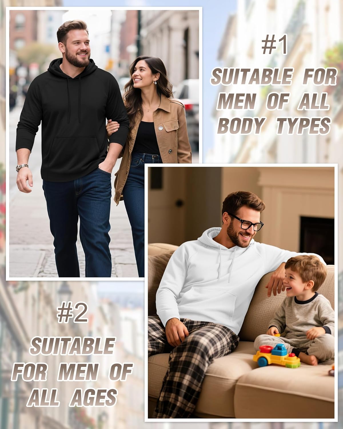 3 Pack Men's Big and Tall Hoodies Long Sleeve Lightweight Pullover with Pocket Casual Gym Workout Active Sweatshirts - Image 5